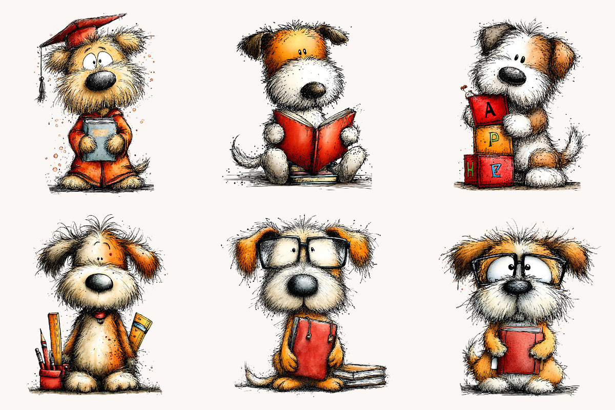 Cute Back to School Dog Clipart, a Seasonal Illustration by Designworld (Photo 5 of 8)
