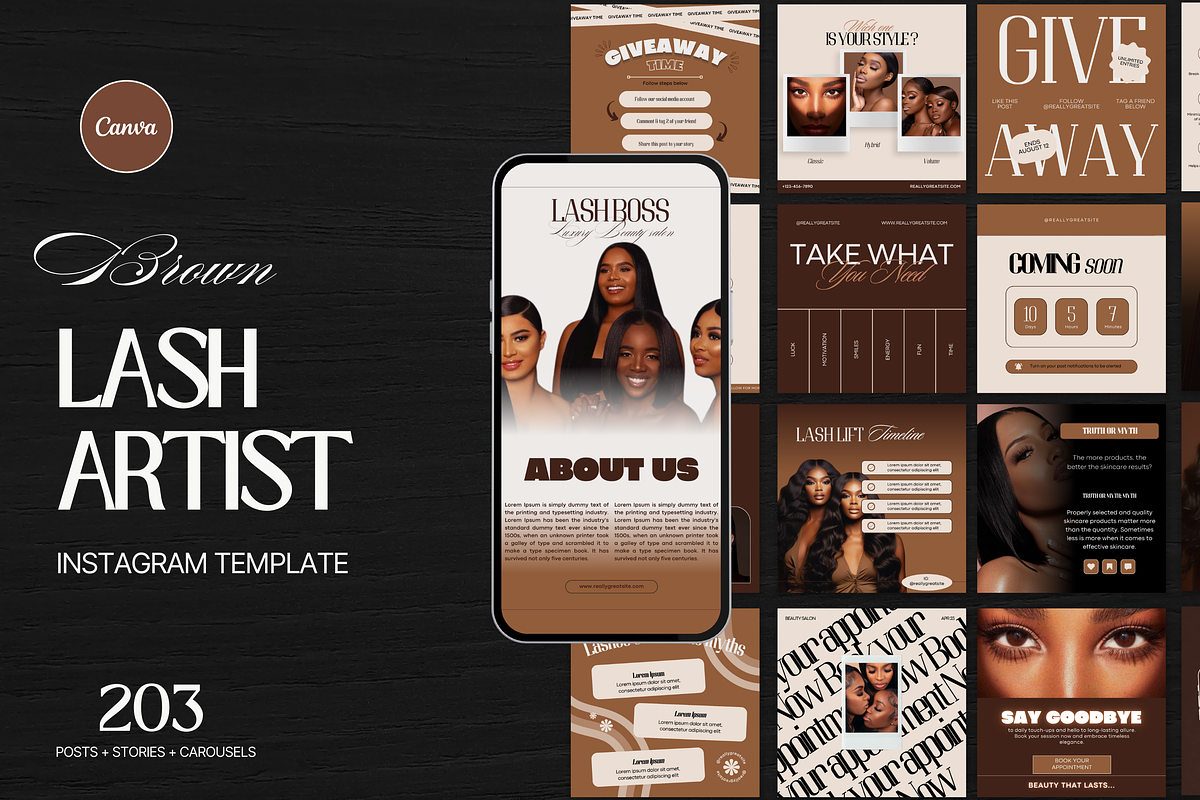 Brown Lash artist Instagram Template, a Social Media Template by My Template Studio (Photo 1 of 18)