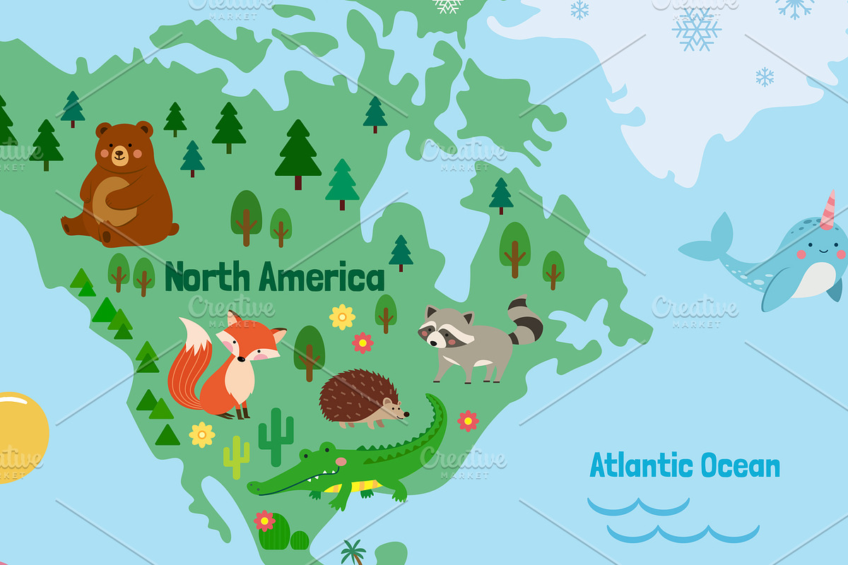 Cute Animals World Map, an Animal Illustration by GennyOnThePaper (Photo 2 of 4)