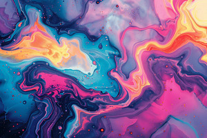 Swirls of vibrant colors blend toget, a Photo by Tanuart