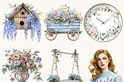 Watercolor Victorian Flowers Clipart, a Person Illustration by BusyDaydesign (Thumbnail 4 of 9)