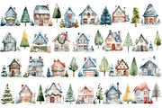 Watercolor Christmas Houses, an Object Illustration by Evgeniia (Thumbnail 2 of 5)