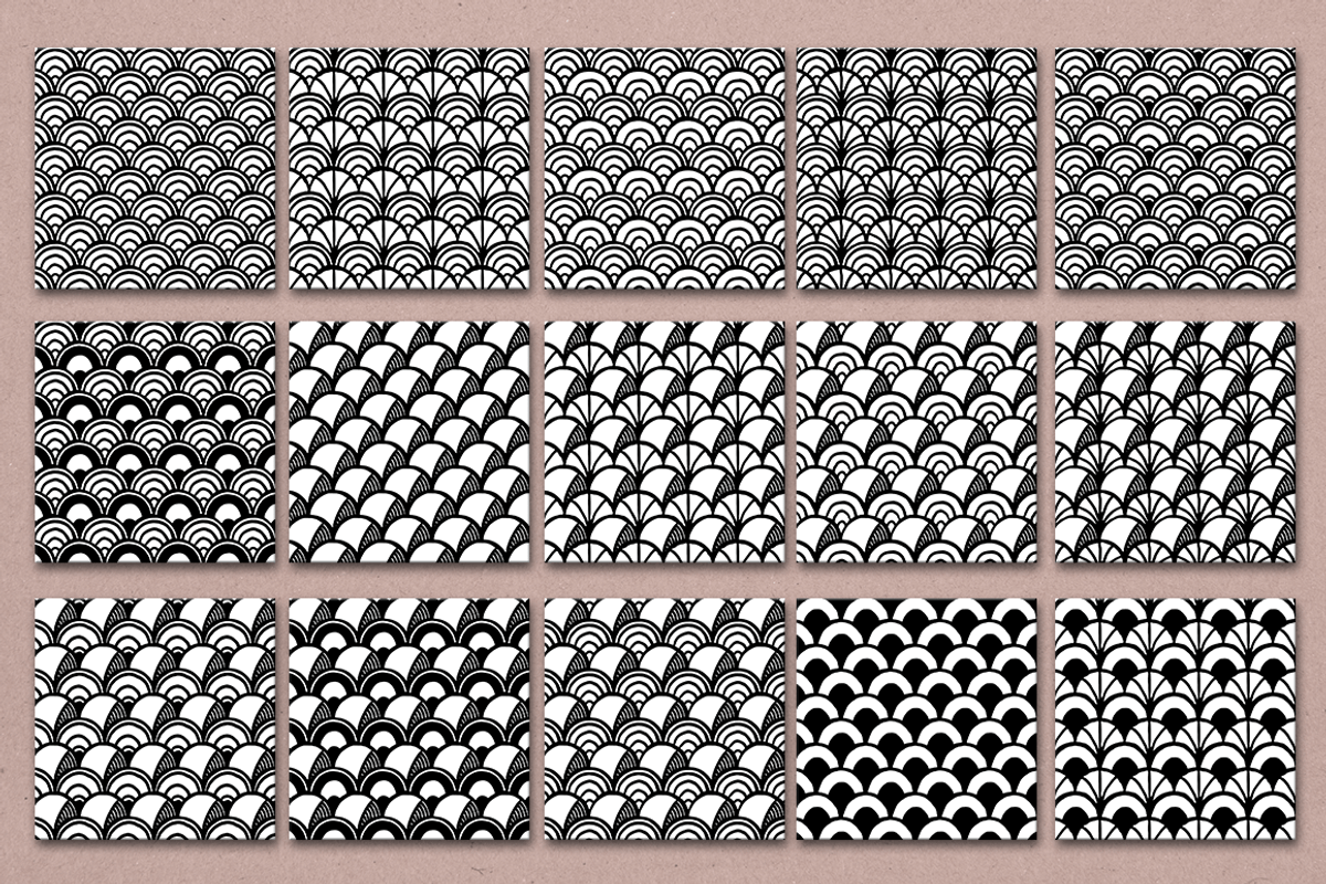 190 Handdrawn Scale Patterns, a Pattern Graphic by Monogram Fonts Co.