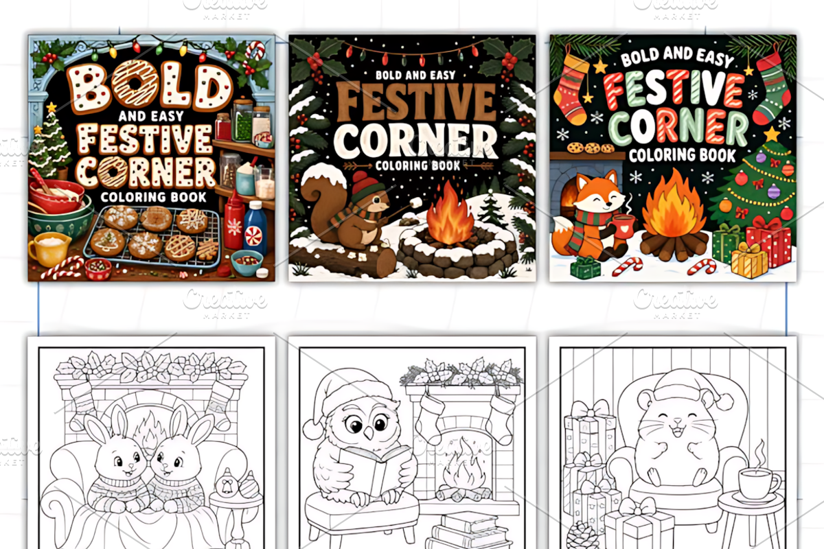 Bold Easy Festive Corner Coloring, a Decorative Illustration by Design Station (Photo 2 of 3)
