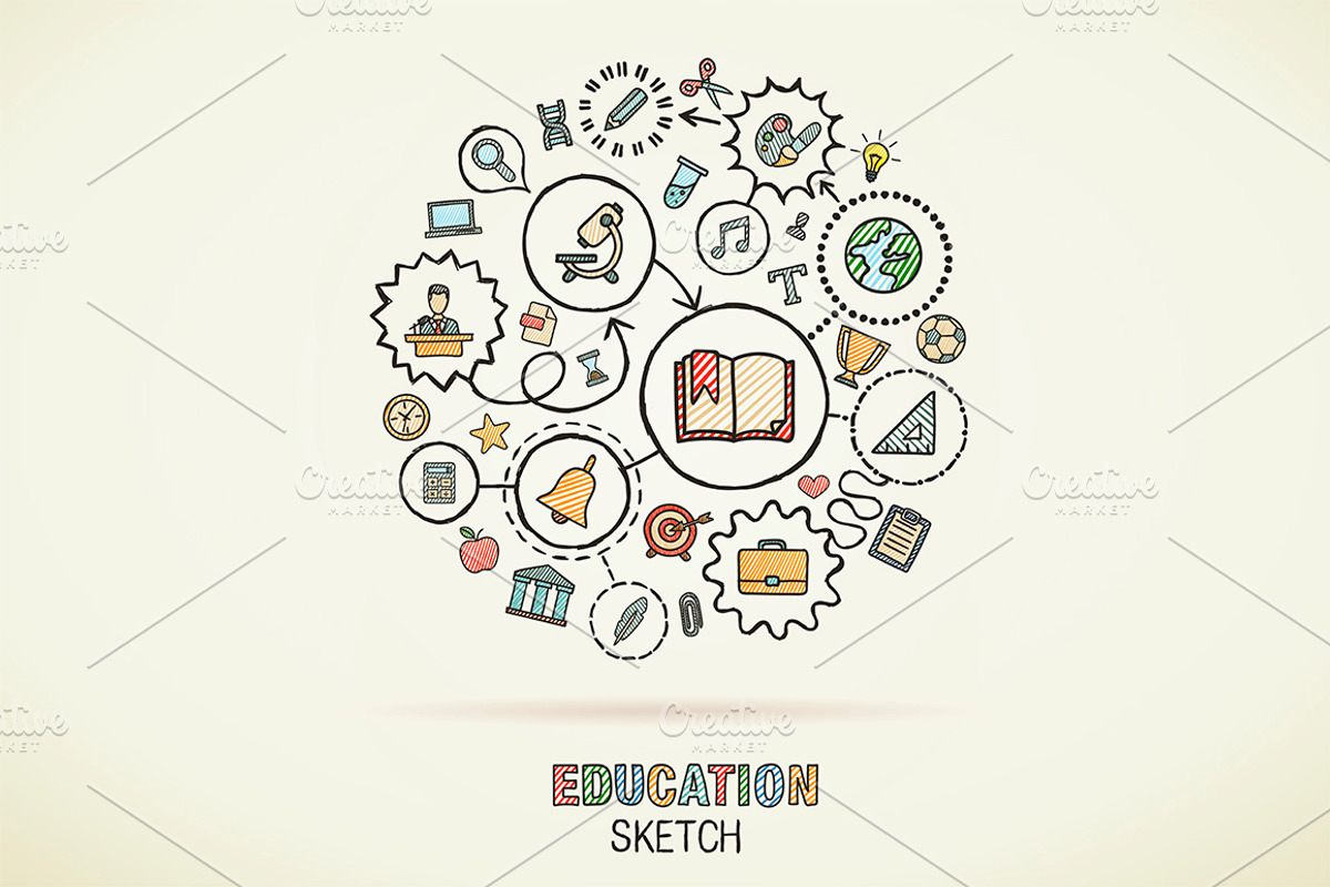 Education hand draw sketch icons, a Background Graphic by VectorVibe Pro