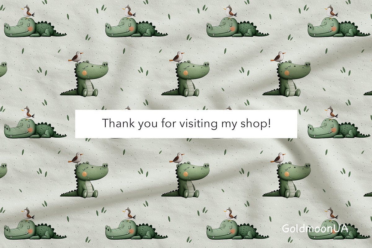 Crocodile Dreams Patterns & Clipart, an Animal Illustration by GoldmoonUA (Photo 5 of 5)