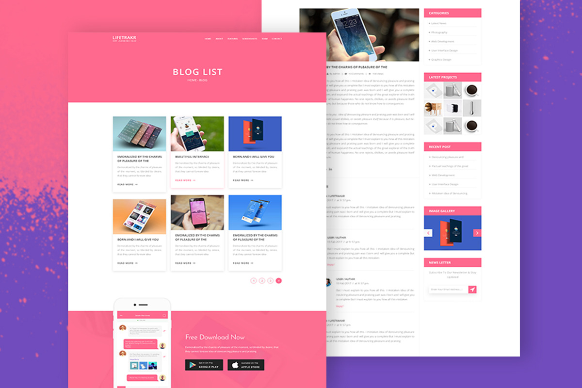 Lifetrakr App Landing Page Template, an App Template by Themefisher (Photo 4 of 5)