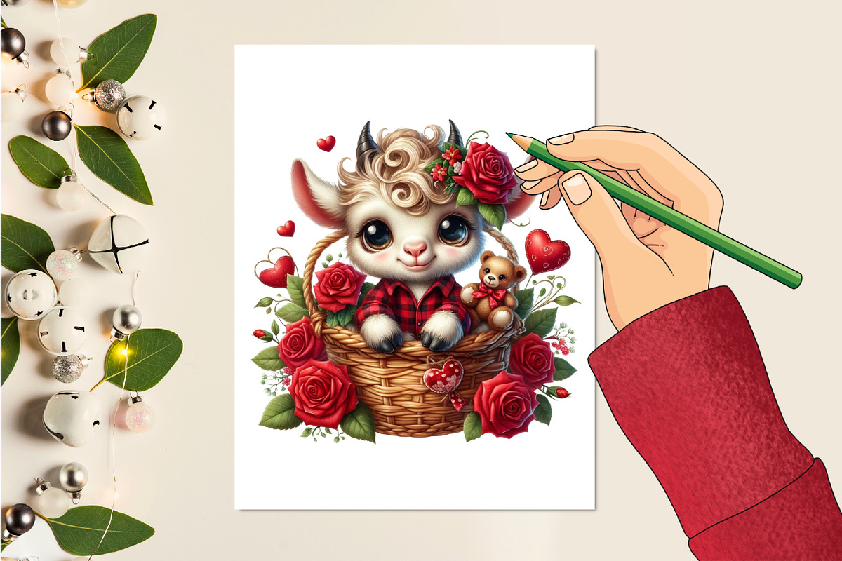 Valentine Cute Goat Clipart Bundle, a Seasonal Illustration by Craft Nest (Photo 4 of 5)