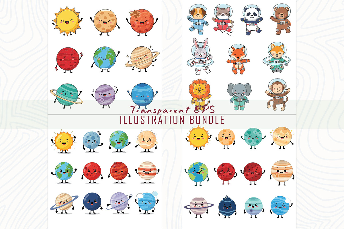 Smiling cartoon planets and sun, a Technology Illustration by Sofia's Fashion (Photo 2 of 3)