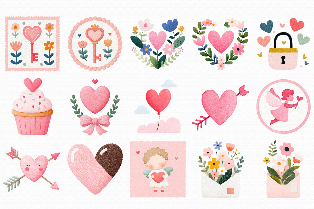 Valentine's Day Postage Stamp Clipar, an Illustration by Libby Wishes (Photo 3 of 6)