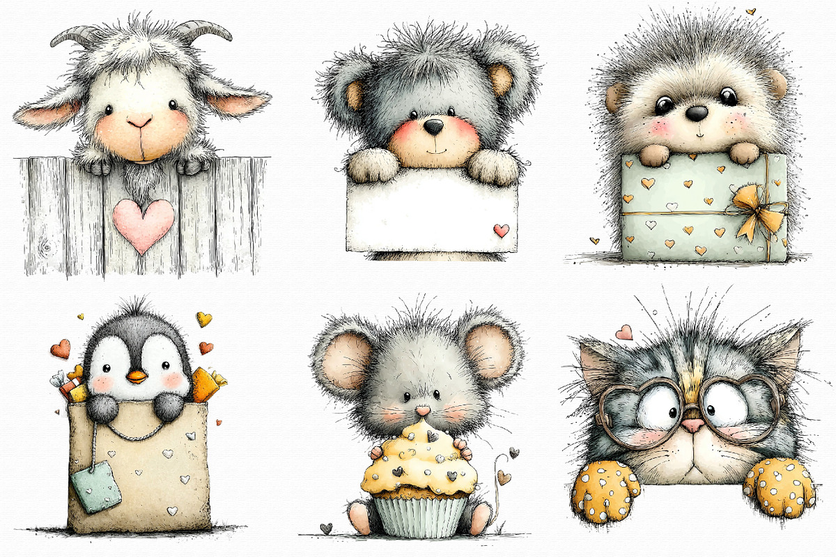 Funny Valentine Peeking Animals PNG, an Illustration by Libby Wishes (Photo 9 of 9)