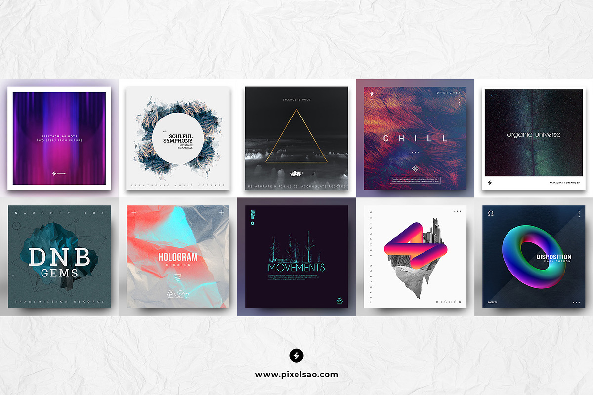 50 Minimal Album Covers Bundle, a Social Media Template by pixelsao (Photo 4 of 6)