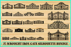 25 Vintage Wrought Iron Gate SVG Set, a Decorative Illustration by Artivon