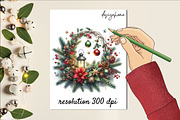 Rustic Christmas Clipart Bundle, a Work Illustration by SinaCreation (Thumbnail 3 of 5)