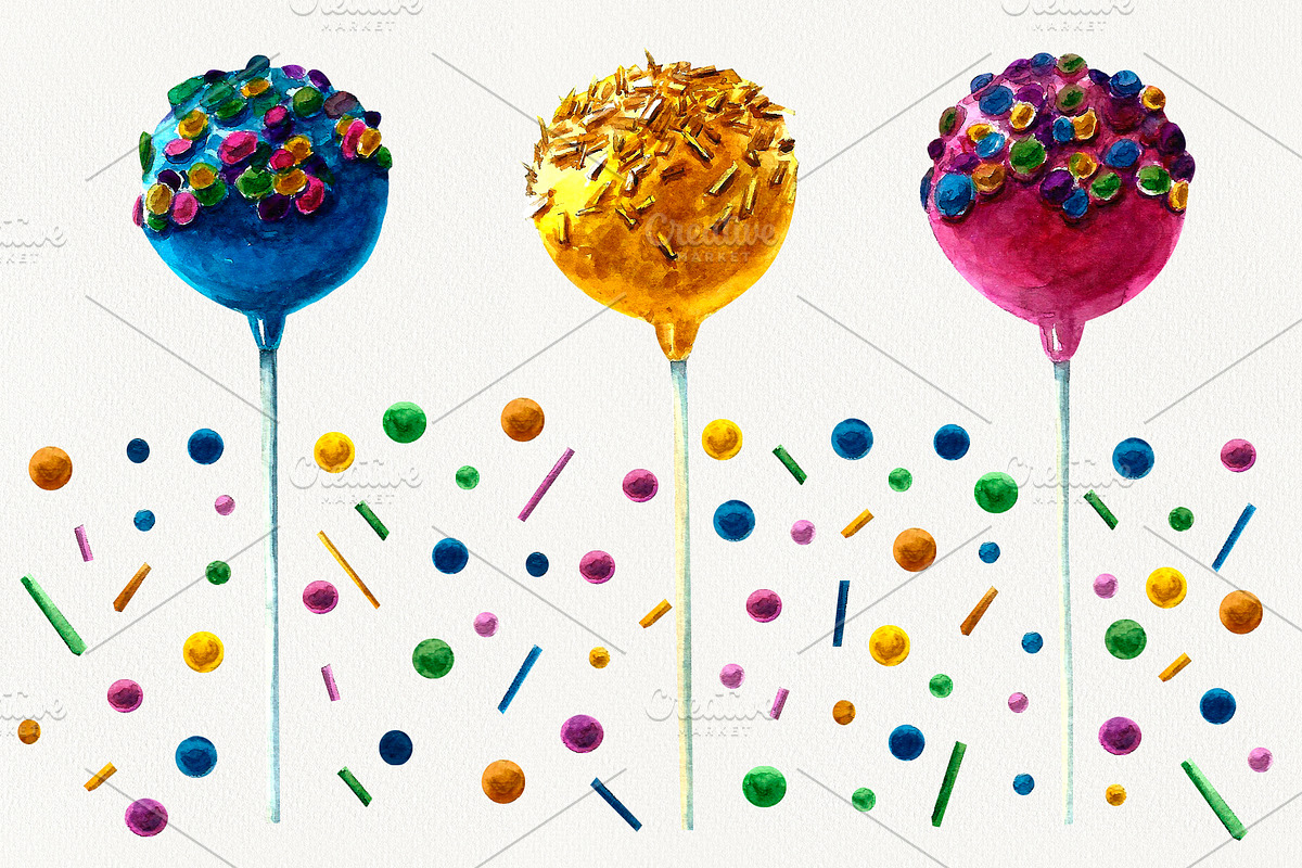 Watercolor sweets clipart, an Illustration by Vikeriya (Photo 3 of 8)