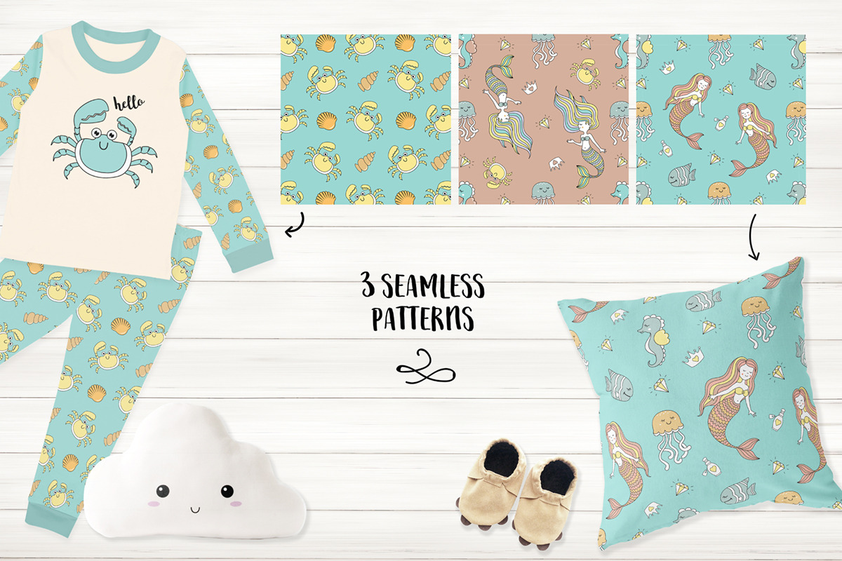 Cute Little Mermaids Vector Set, an Object Graphic by Teneresa (Photo 5 of 6)