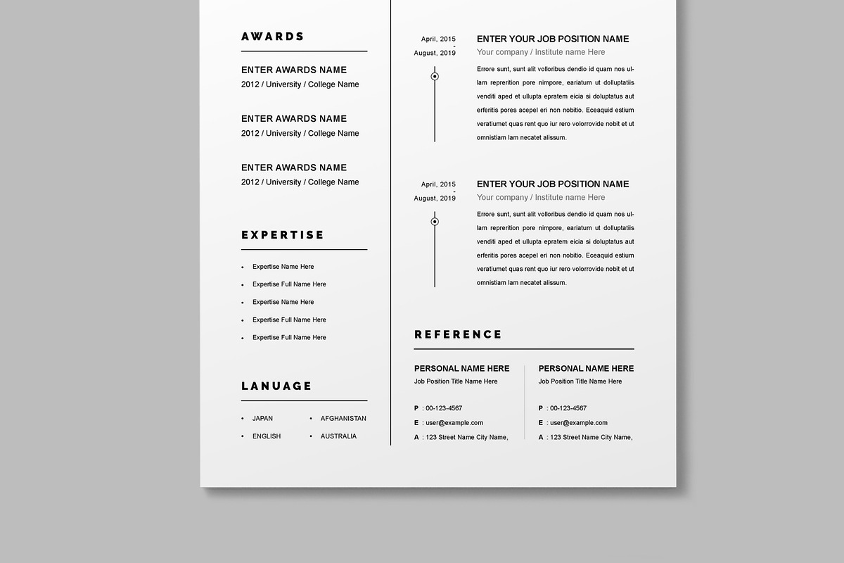 Clean Resume Layout, a Resume Template by MightyDesign (Photo 3 of 9)
