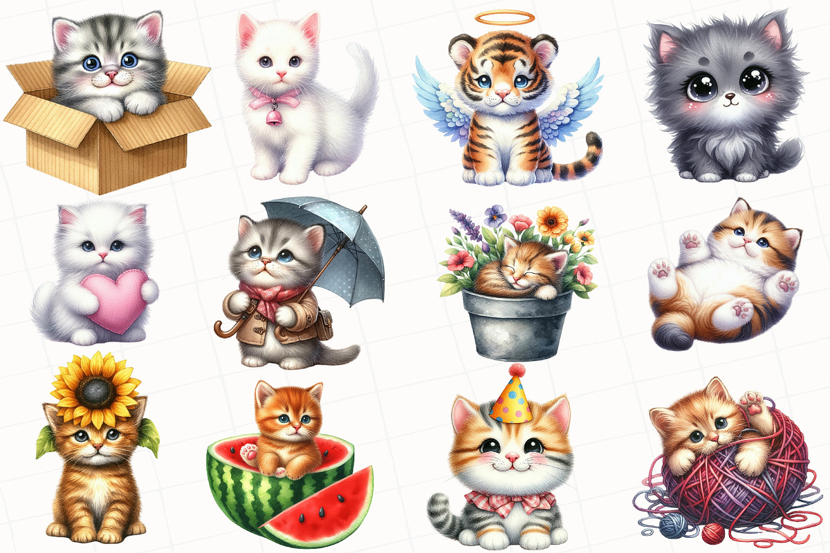 Cute Cat Sublimation Clipart, an Illustration by OK Design (Photo 4 of 5)