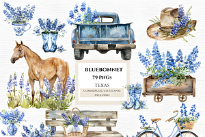 Watercolor bluebonnet clipart, a Decorative Illustration by Invite to Clipart