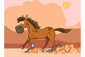 Horse Cartoon Character Running