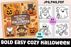 Bold Easy Cozy Halloween Coloring, a Seasonal Illustration by Coco Bloom
