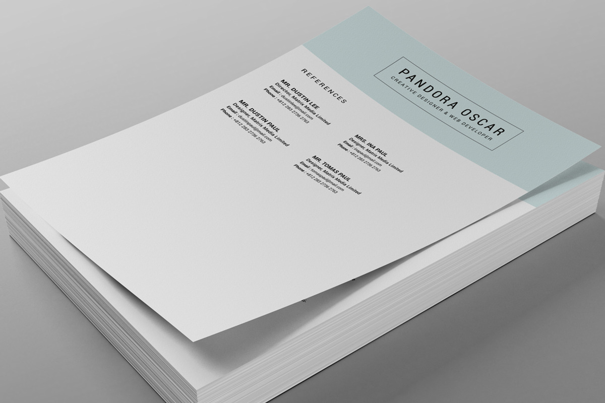 2 Pages Clean Resume CV - Pandora, a Resume Template by SNIPESCIENTIST (Photo 4 of 4)