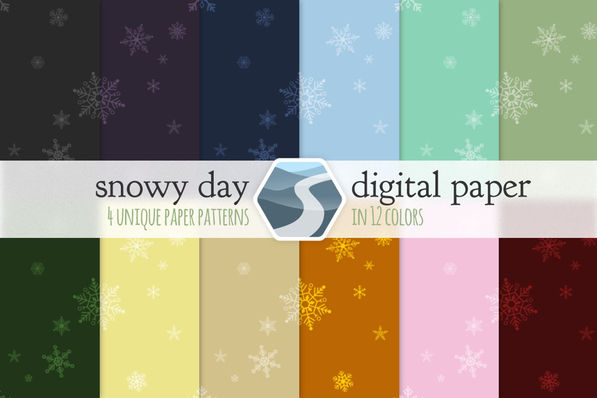 Snowy Day Digital Paper preview 3