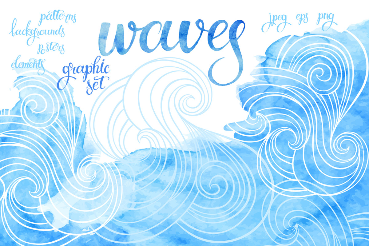 Waves. Graphic set., a Pattern Graphic by maritime_m (Photo 1 of 7)