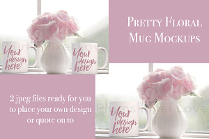 2 Pretty floral styled mug mockups