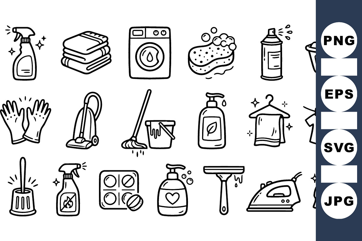 Household Cleaning Tools Set, an Illustration by designvectx (Photo 1 of 3)