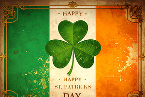 Vintage saint patricks day card with shamrock, a Background Graphic by DanFLCreativo