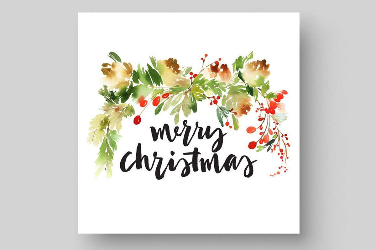 4-in-1 Watercolor Christmas Set, a Card Template by Karma (Photo 17 of 34)