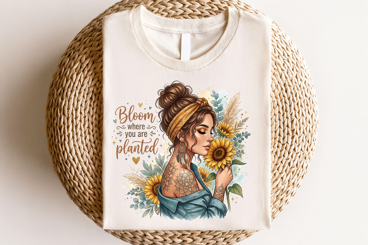 Bloom Where You Are Planted Sunflow, a Seasonal Illustration by CraftArtStudio (Photo 4 of 4)