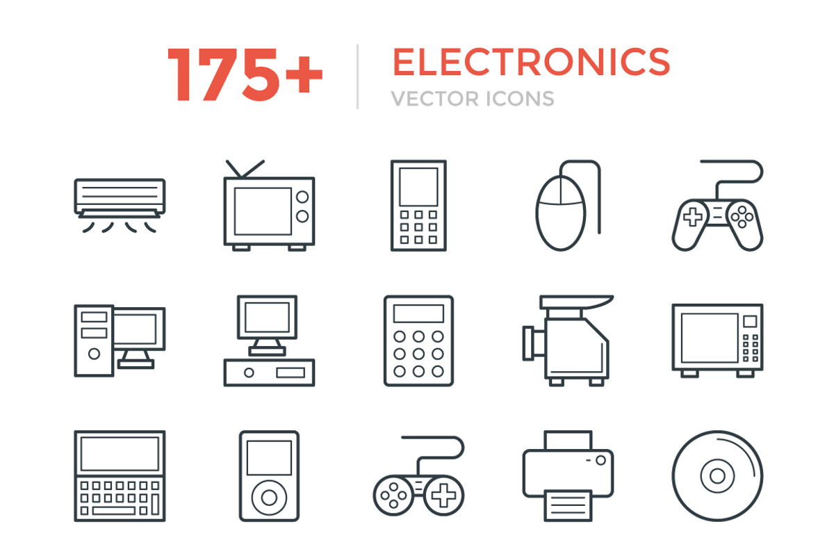 175+ Electronics Vector Icons, an Outline Icon by Vectors Market (Photo 1 of 4)