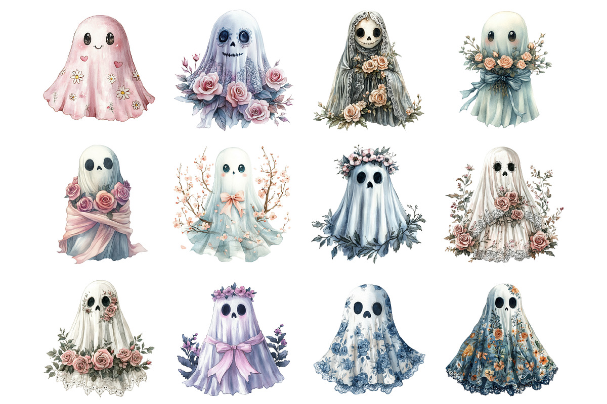 Coquette Halloween Floral Ghost, an Illustration by Design Market (Photo 4 of 4)