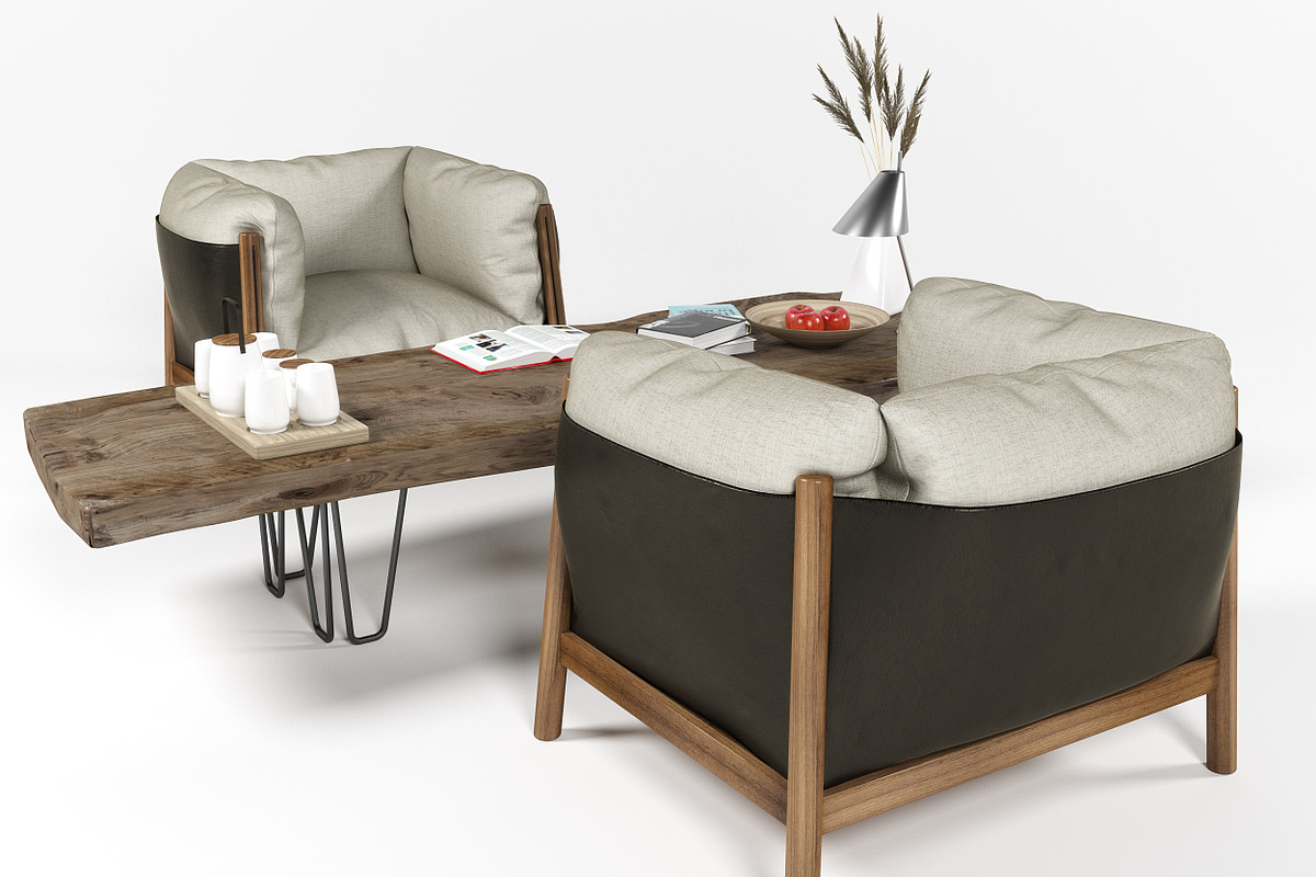 Yak armchairs set, a Furniture 3D Model by inDahouze (Photo 7 of 10)