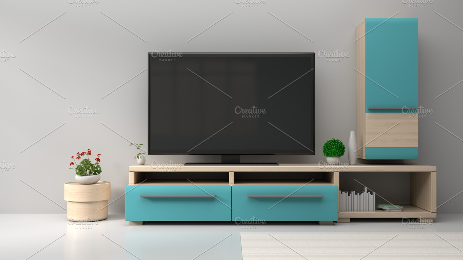 Smart TV on stand, an Architecture Photo by vanitjan