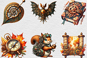 Watercolor Steampunk Autumn Clipart, an Illustration by Black Bird Studio (Thumbnail 2 of 6)