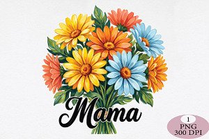 Mama PNG With Flowers, an Illustration by Daily.Designs