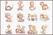 Watercolor Cute Dinosaurs Clipart, an Illustration by Sublimation Artist (Thumbnail 3 of 6)