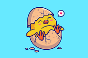 Cute Chick In Cracked Egg Cartoon, an Animal Illustration by Catalyst Labs (Thumbnail 3 of 3)