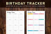 Printable Birthday Tracker, a Stationery Template by Graphicsnext (Thumbnail 1 of 6)