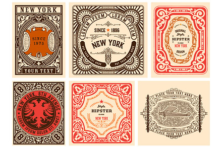 Set of 6 Vintage Labels for Packing, a Flyer Template by OneVectorStock