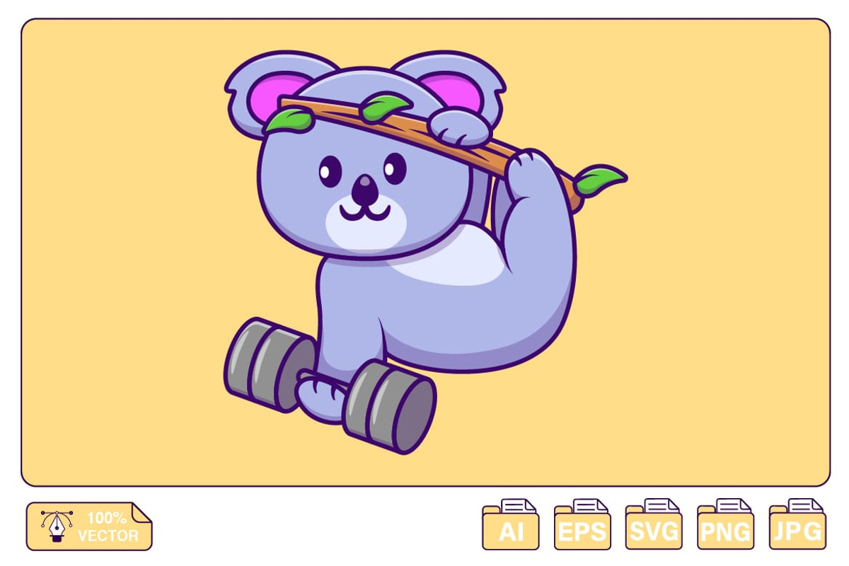 Cute Koala Lifting Dumbell, an Animal Illustration by Artstorystudio (Photo 1 of 3)