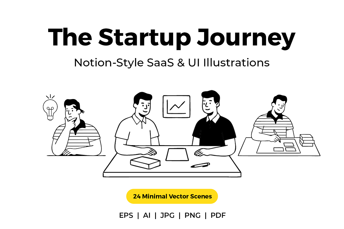 Notion-Style SaaS Illustration Pack, a Work Illustration by Imran Haroon (Photo 1 of 5)