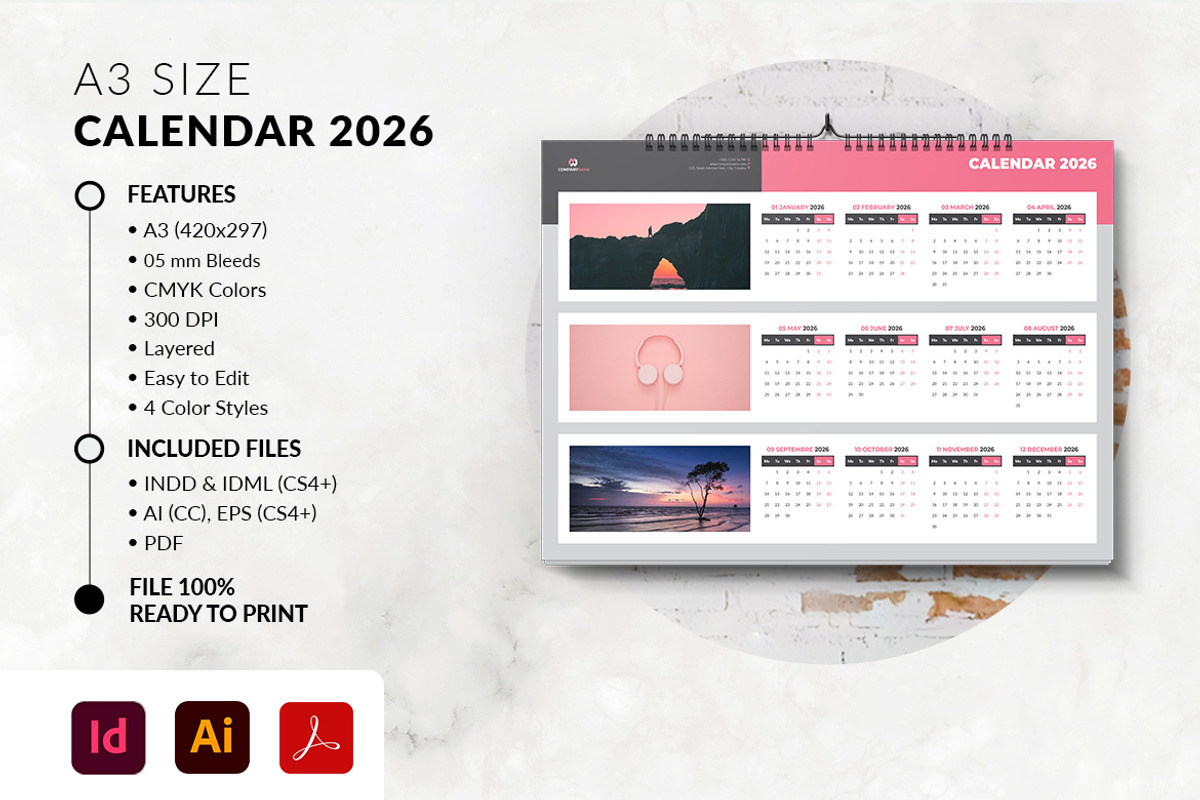 2026 Landscape Calendar Printable preview 4