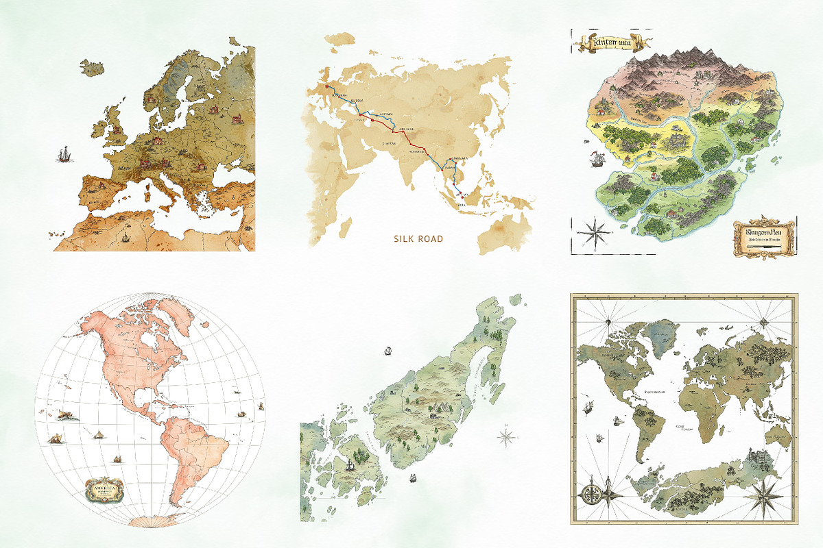 Old Maps Sublimation Clipart, an Illustration by Creative Art (Photo 7 of 9)