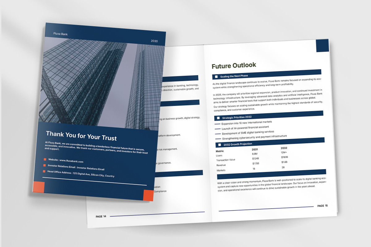 Corporate Fintech Report Brochure, a Brochure Template by trabaskriya