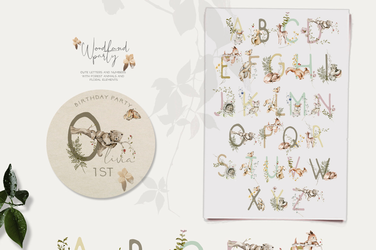 Woodland baby animals Field flowers, an Animal Illustration by 60secondsArt (Photo 8 of 16)