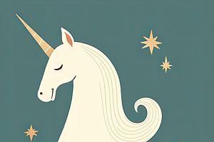 Elegant unicorn illustration in a whimsical floral and astral composition, an Illustration by AS photostudio